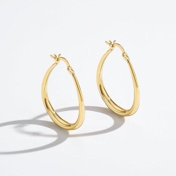 GOLD 14k Gold Plated Hoop Earrings - Picture 2 of 4